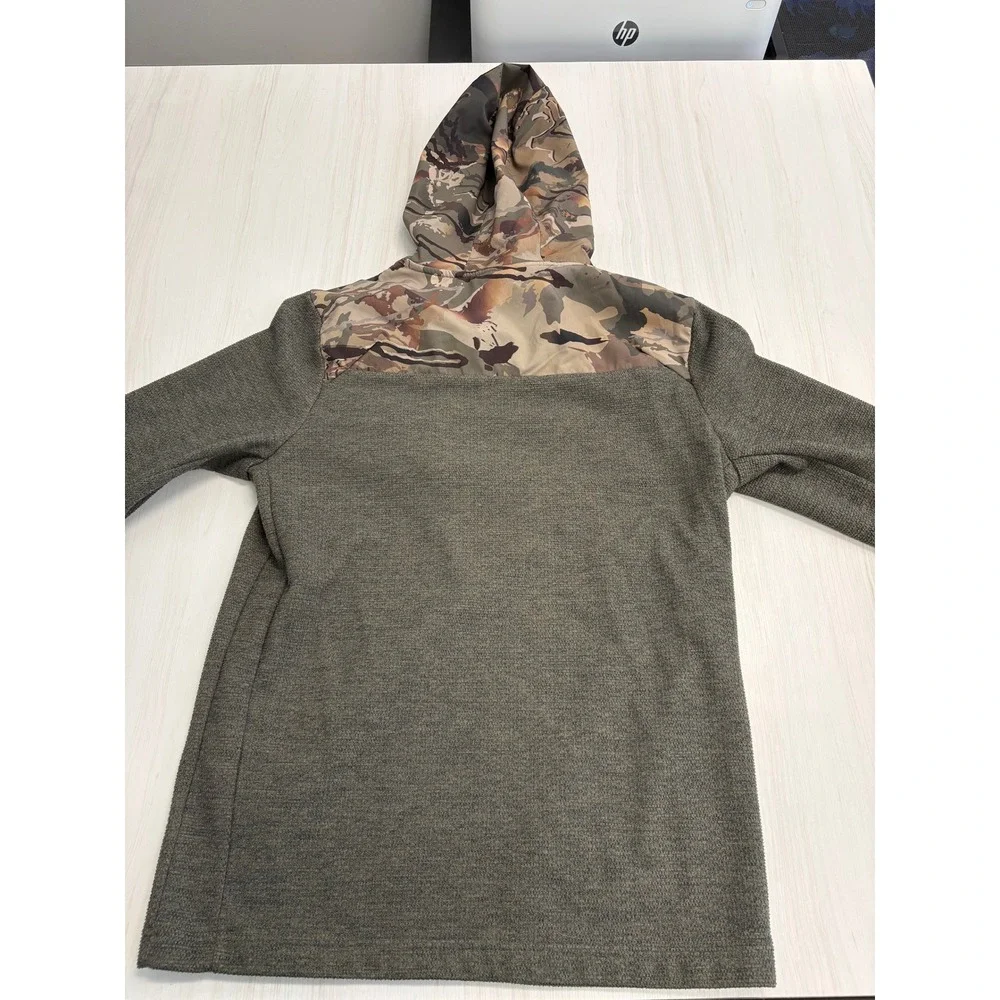 Under Armour Camo Hoodie Pullover Fleece Quarter Zip Men's Small Olive Hunting